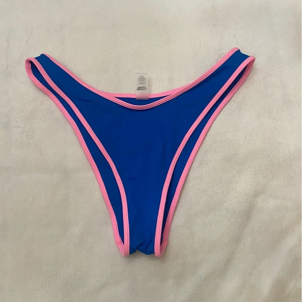 New! Frankie's Bikinis Dove Blue and Pink bikini Bottom 1085